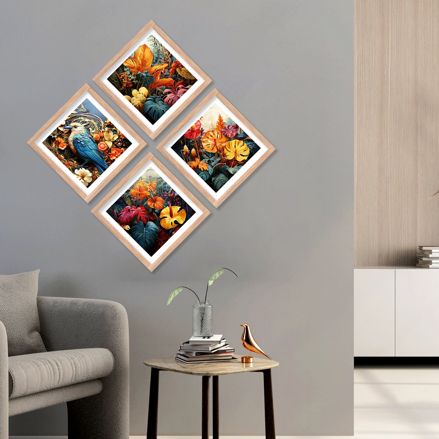 Modern Art Framed Painting Combo for Home Living Room Office Wall Decor