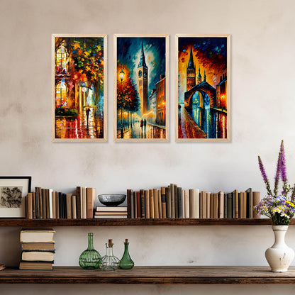 Modern Vibrant City Art Posters with Frame