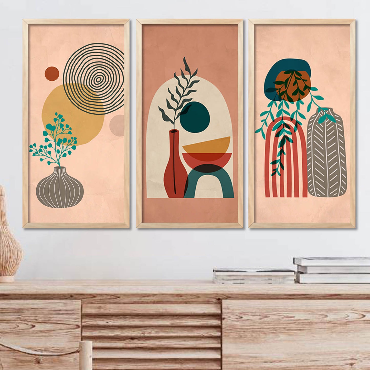 Minimal Boho Art with Frame for Home and Office Wall Decoration