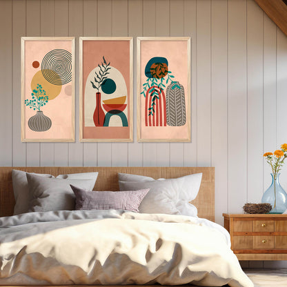 Minimal Boho Art with Frame for Home and Office Wall Decoration