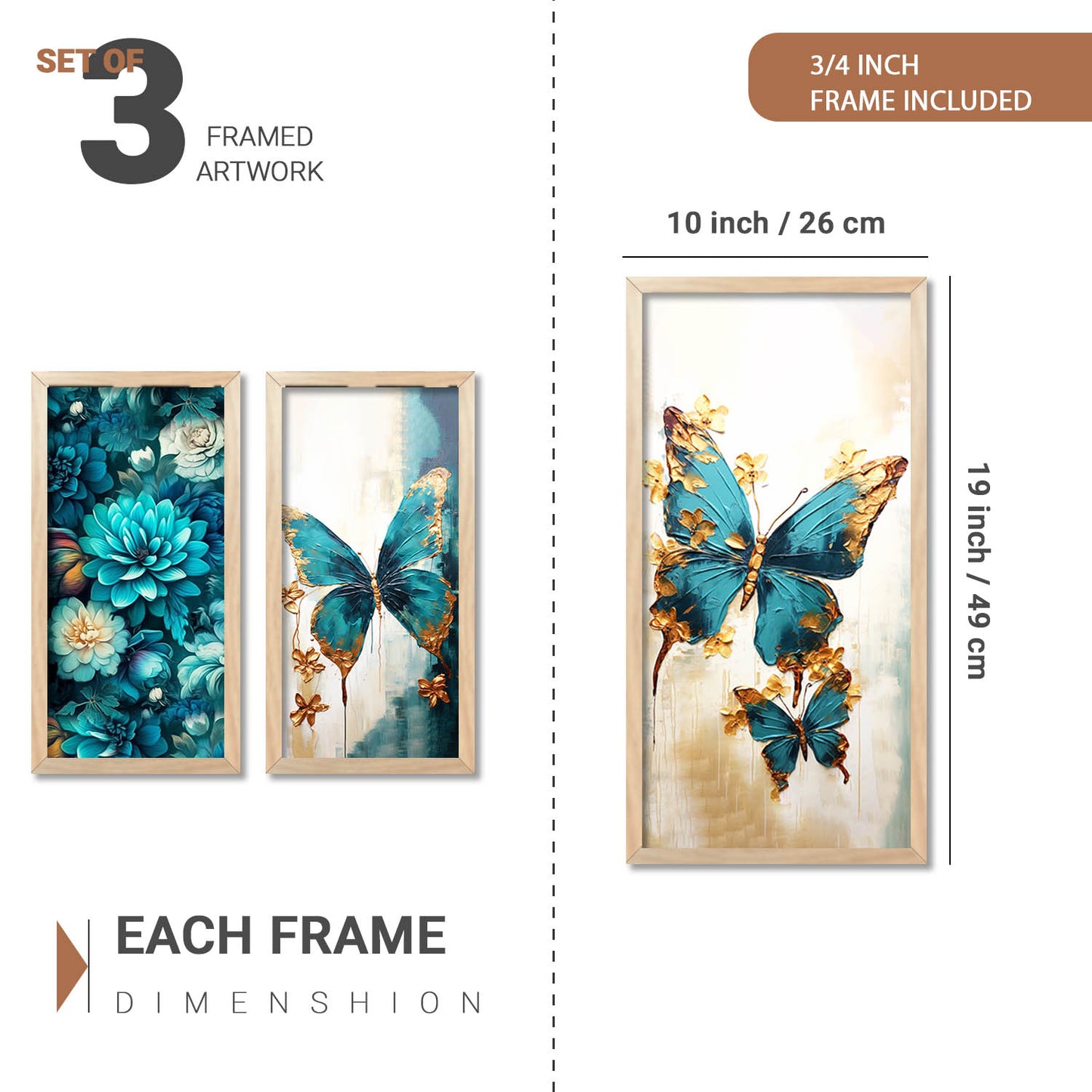 Nature Inspired Modern Art with Frame for Home and Office Wall Decoration