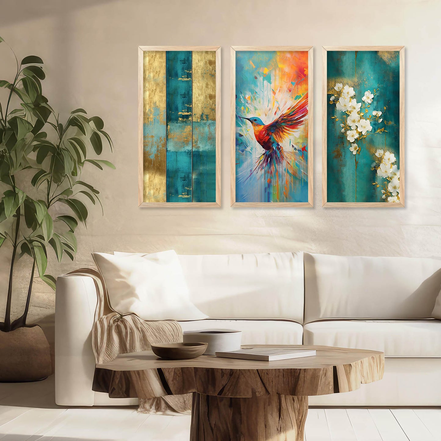 Nature Inspired Modern Art with Frame for Home and Office Wall Decoration