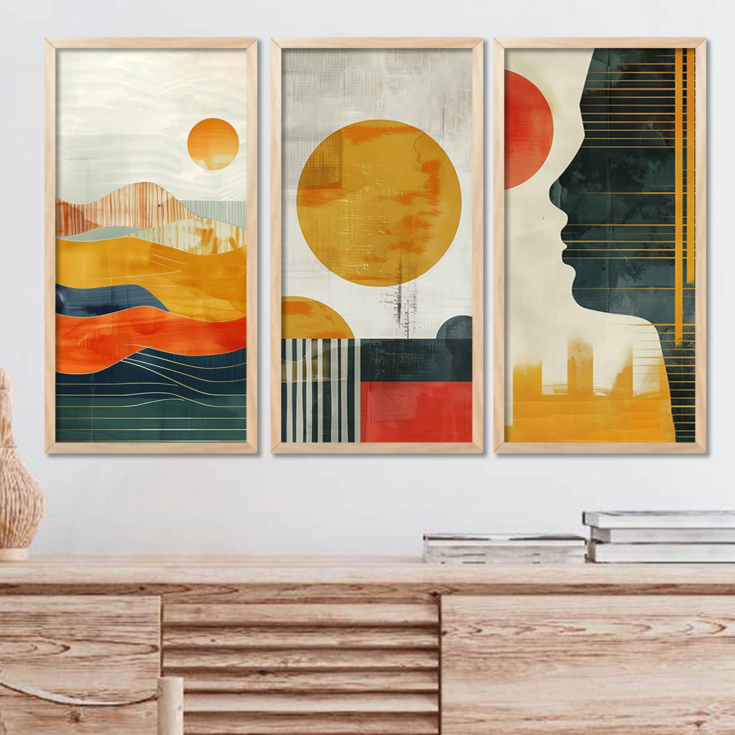 Minimal Boho Art with Frame for Home and Office Wall Decoration