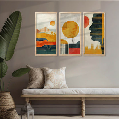 Minimal Boho Art with Frame for Home and Office Wall Decoration