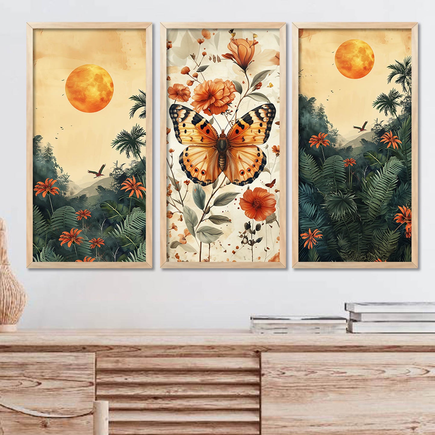 Nature Inspired Modern Art with Frame for Home and Office Wall Decoration