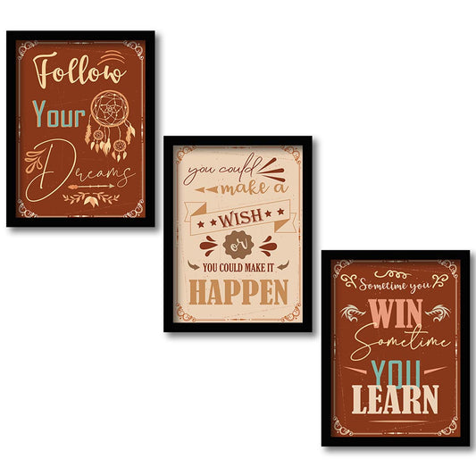 Motivational Wall Frames Posters Paintings For office study Room Home Decoration ( set of 3 )