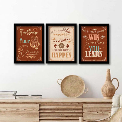 Motivational Wall Frames Posters Paintings For office study Room Home Decoration ( set of 3 )