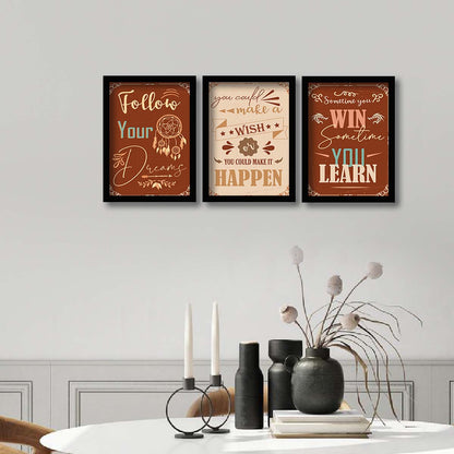 Motivational Wall Frames Posters Paintings For office study Room Home Decoration ( set of 3 )