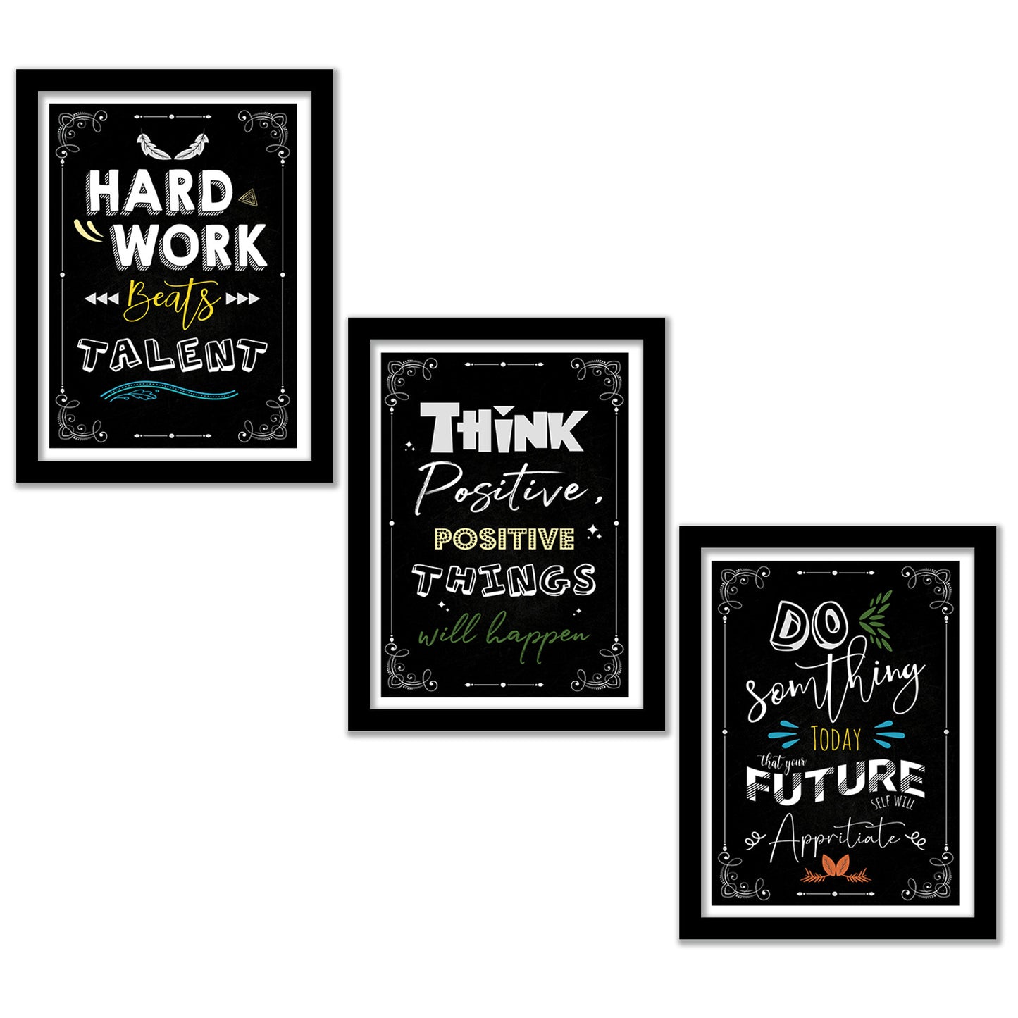 Motivational Wall Frames Posters Paintings For office study Room Home Decoration ( set of 3 )