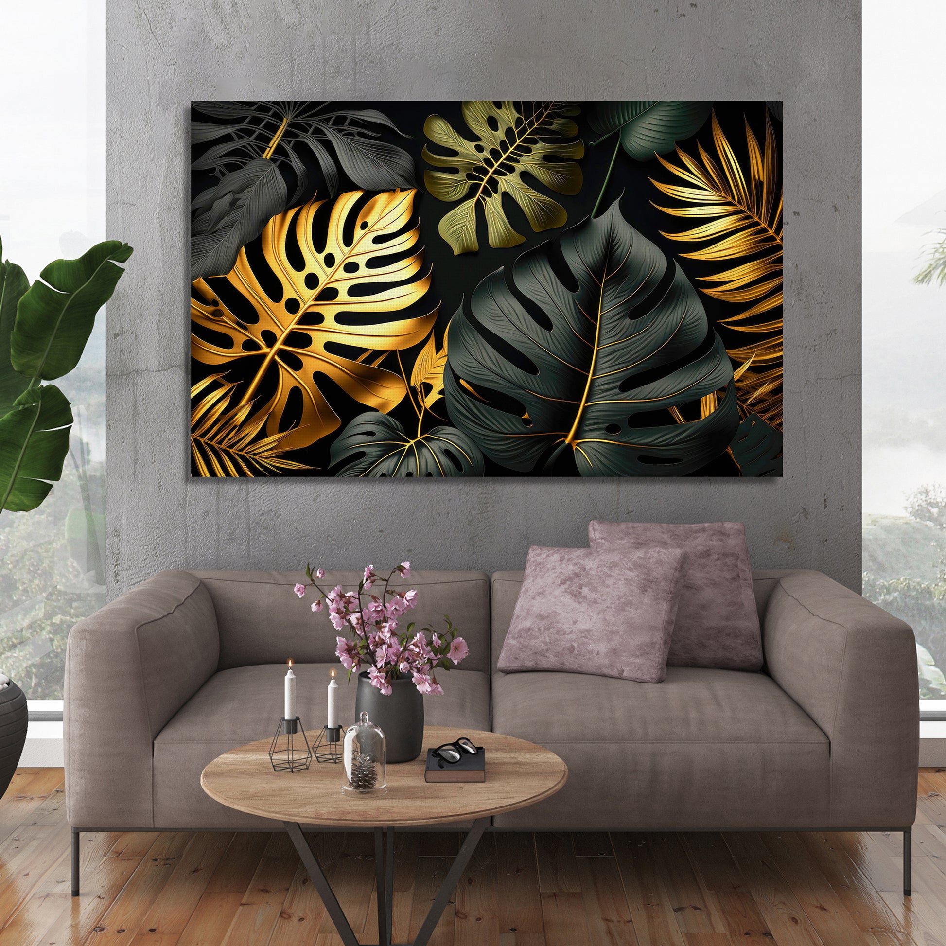 Gold Leaf Painting Canvas Art Large Wall Art Gold Wall Decor