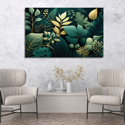 Abstract Canvas Paintings for Stylish Living Room Decor - Nature Inspired Leaf Canvas Painting