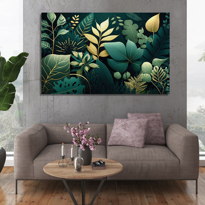 Abstract Canvas Paintings for Stylish Living Room Decor - Nature Inspired Leaf Canvas Painting