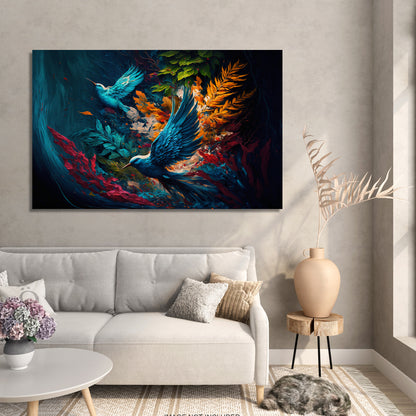 Nature Inspired Bird Art Vibrant Canvas Painting for Home and Office Wall Decor - Abstract Art Canvas Paintings for Living Room Bedroom Decoration