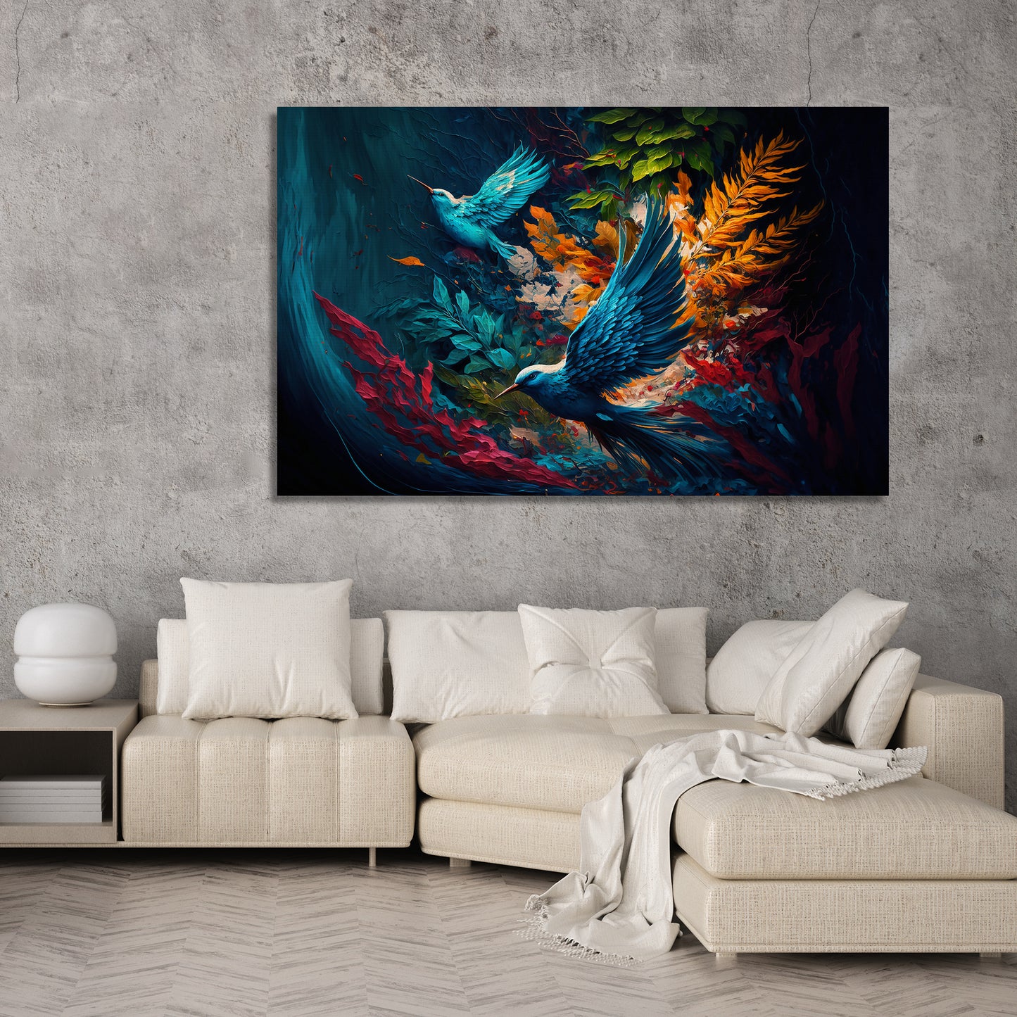 Nature Inspired Bird Art Vibrant Canvas Painting for Home and Office Wall Decor - Abstract Art Canvas Paintings for Living Room Bedroom Decoration