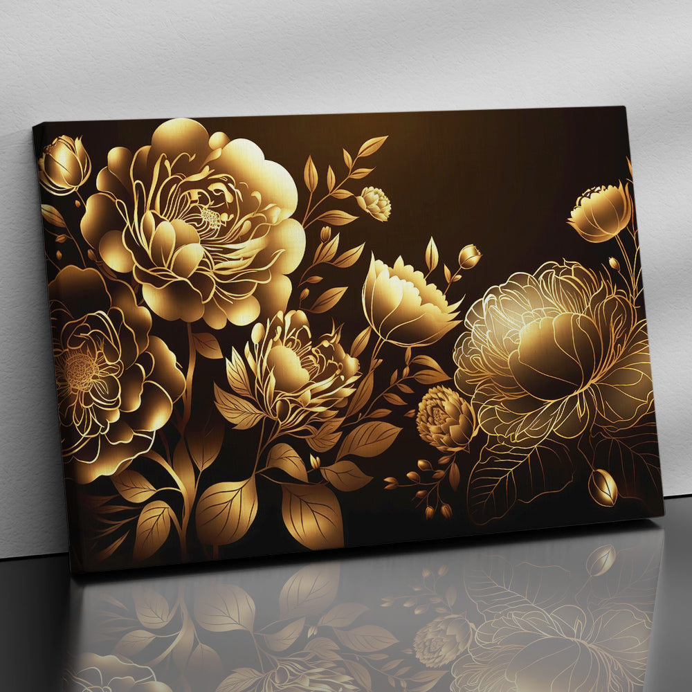 Luxury Golden Flower Canvas Painting for Living Room Bedroom Home Wall Decor