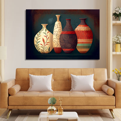 Modern Art Canvas Painting for Home Living Room Wall Decor - Beautiful Vases Pots Printed Home Decor Canvas Paintings