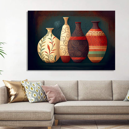 Modern Art Canvas Painting for Home Living Room Wall Decor - Beautiful Vases Pots Printed Home Decor Canvas Paintings