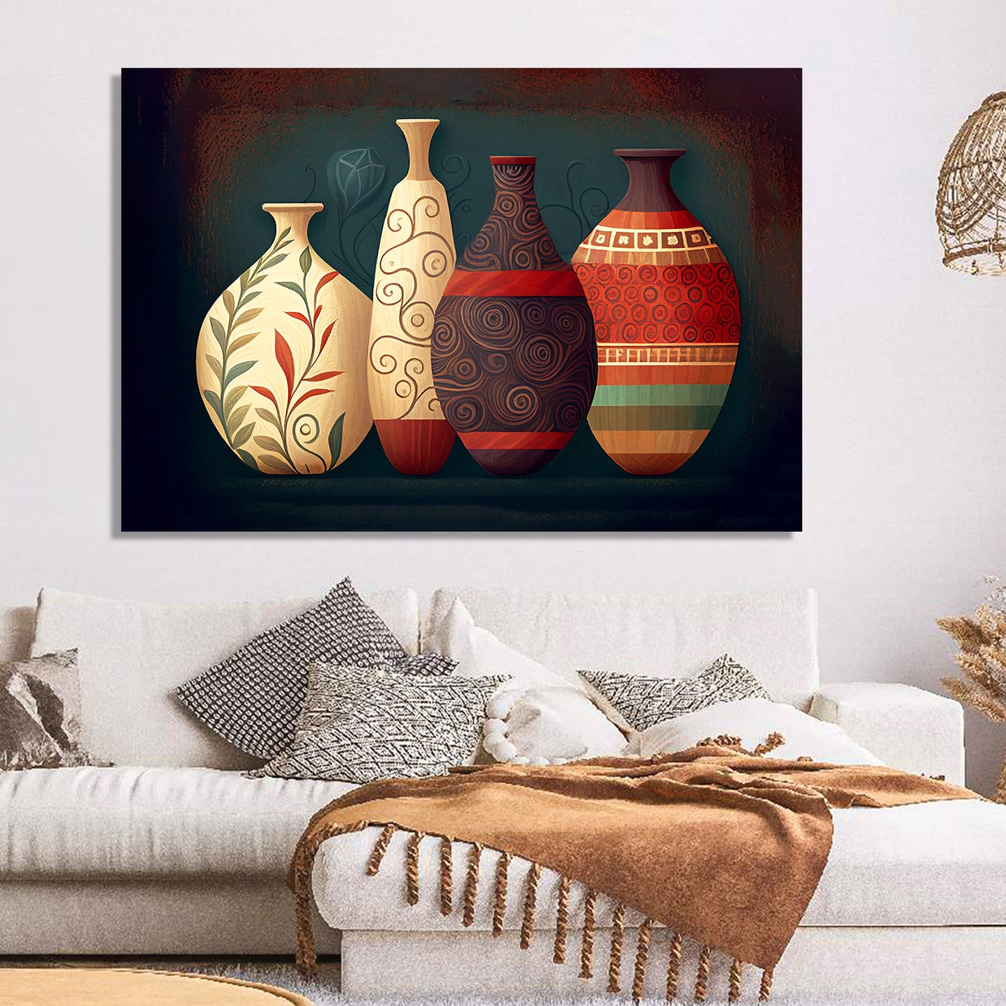 Modern Art Canvas Painting for Home Living Room Wall Decor - Beautiful Vases Pots Printed Home Decor Canvas Paintings