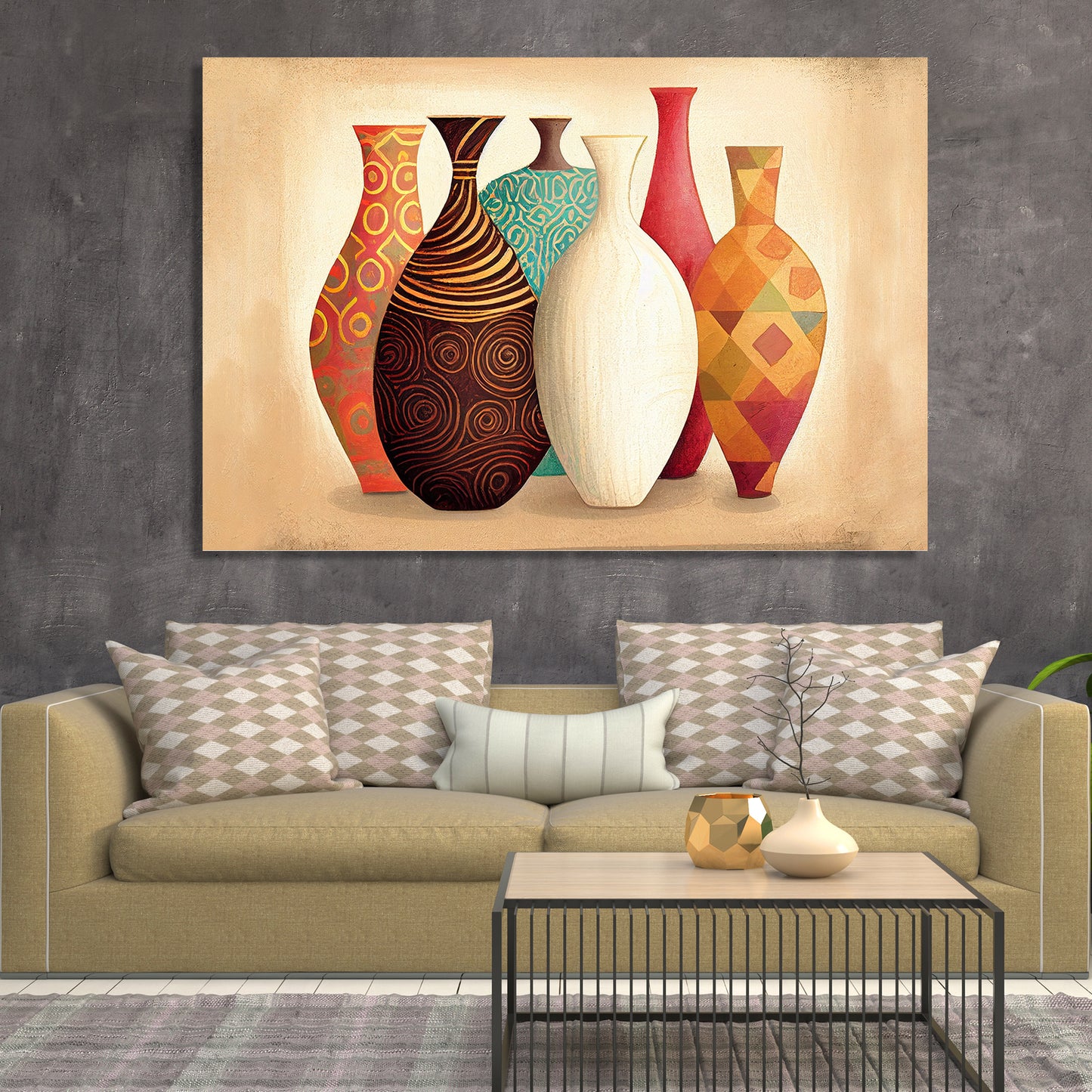 Vintage Pots / Vases Art Canvas Paintings - Modern Art Canvas Paintings for Living Room Bedroom Home and Office Wall Decor