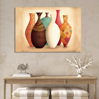 Vintage Pots / Vases Art Canvas Paintings - Modern Art Canvas Paintings for Living Room Bedroom Home and Office Wall Decor