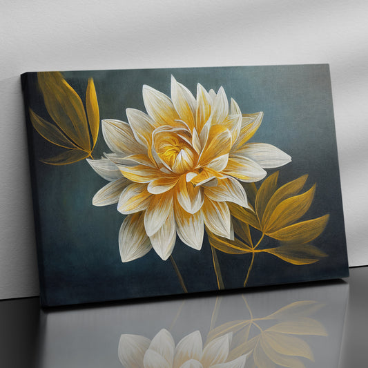 Golden Floral Art Painting for Wall Decor - Canvas Art for Living Room Bedroom Wall