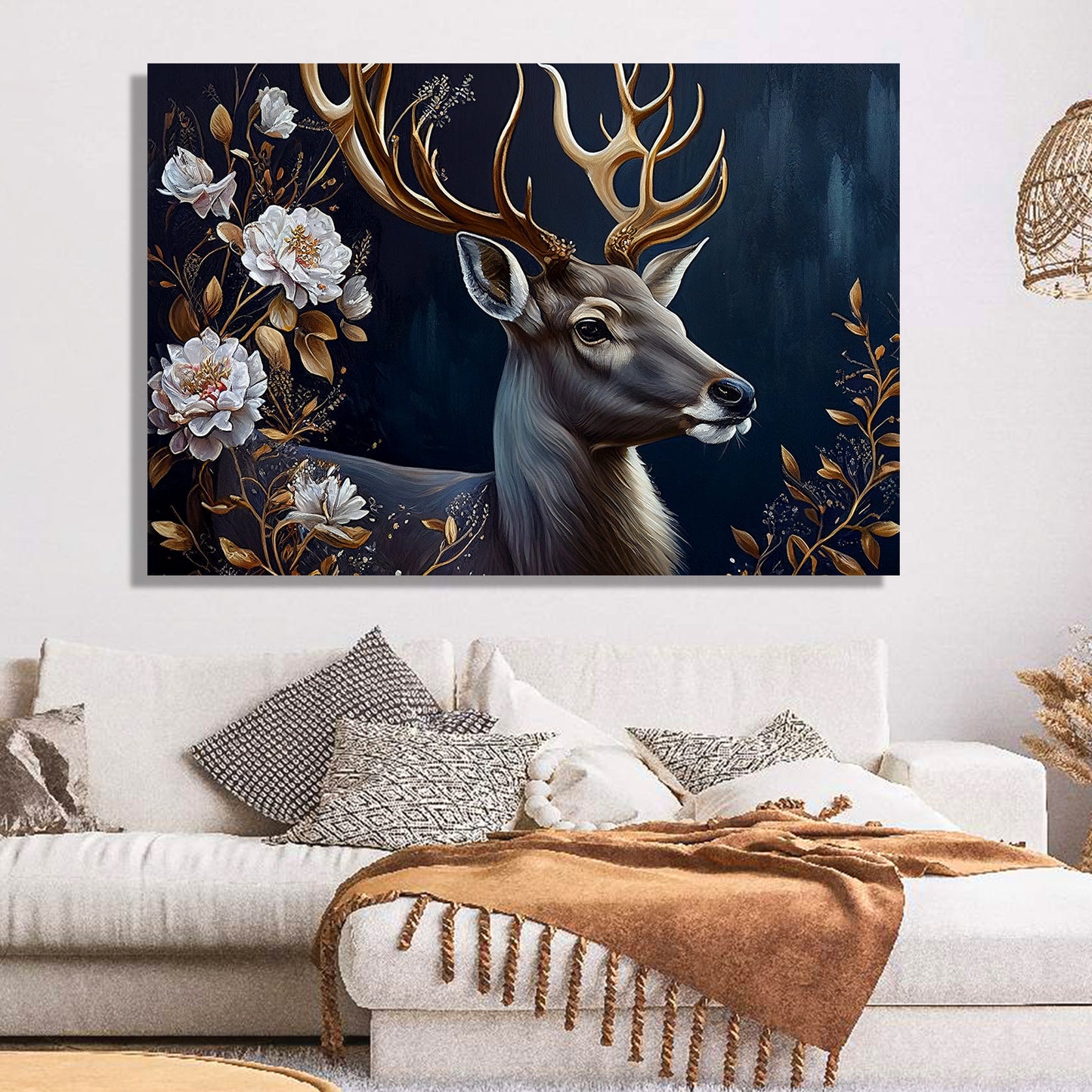 Deer in Forest Canvas Painting - Large Canvas Art for Living Room Bedroom Wall Decor