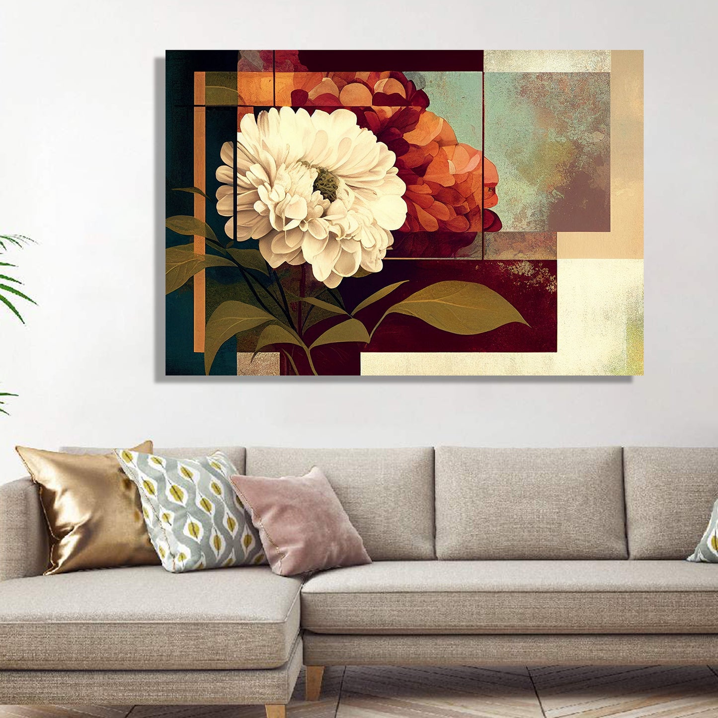 Abstract Floral Art Painting - Modern Abstract Art Paintings for Living Room Bedroom Wall Decor