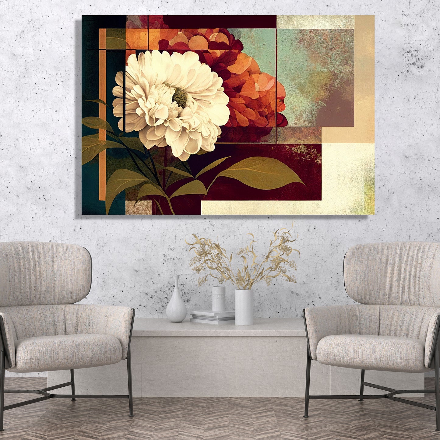 Abstract Floral Art Painting - Modern Abstract Art Paintings for Living Room Bedroom Wall Decor