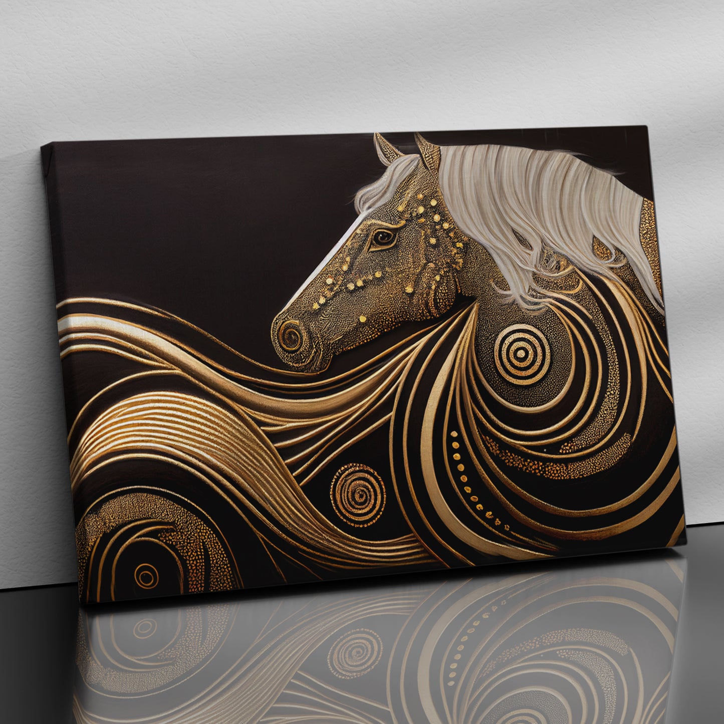 Stunning Golden Abstract Horse Art Paintings on Canvas - Perfect for Modern Home Decoration