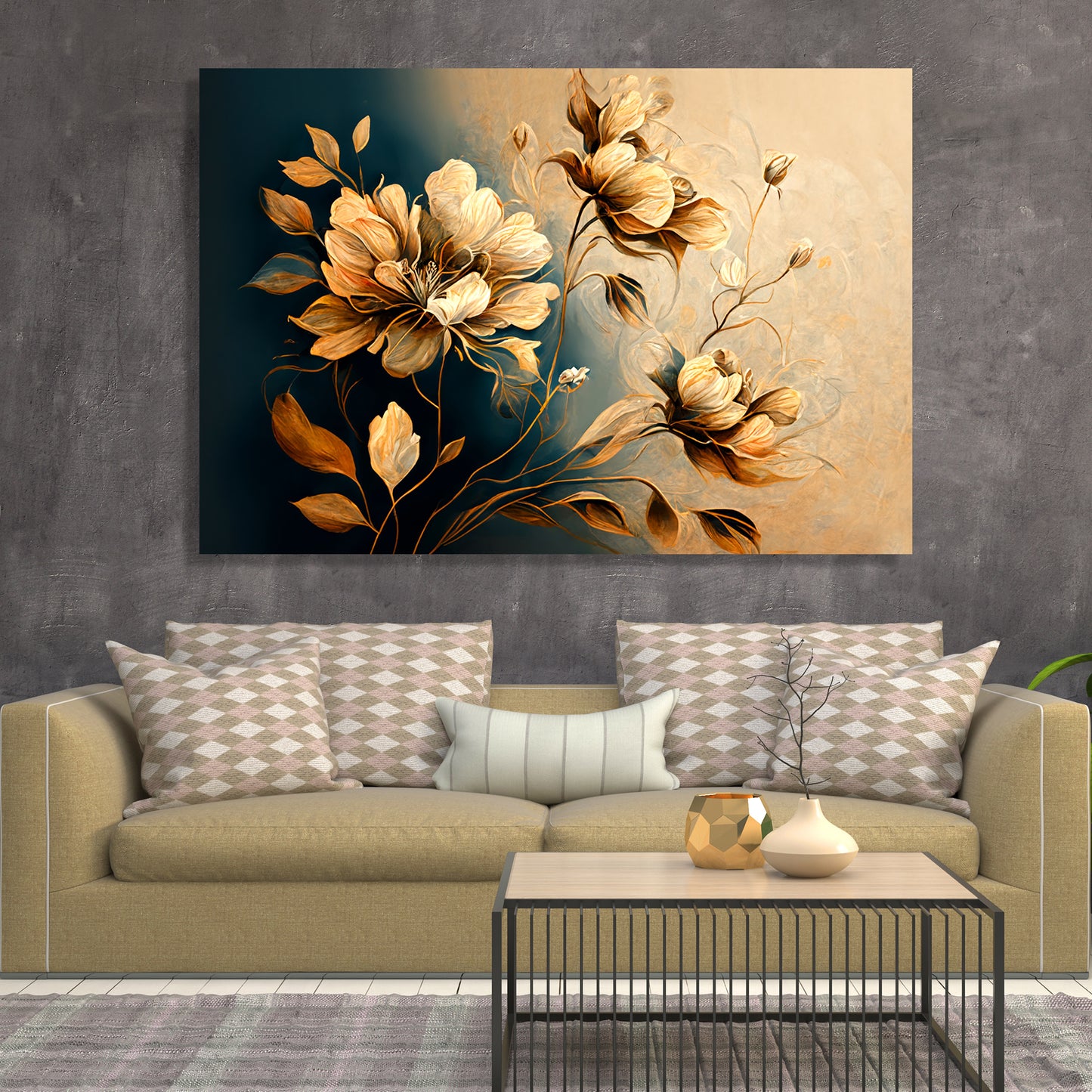 Upgrade Your Home with Bold and Beautiful Abstract Floral Art on Canvas - Living Room and Bedroom