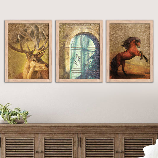 Wall Decor Modern Art Framed Wall Painting Poster for Living room Bedroom Office Gifts Home Decoration Frame In Beige (Set of 3) 11x14 Inches