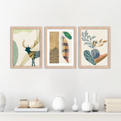 Wall Decor Modern Art Framed Wall Painting Poster for Living room Bedroom Office Gifts Home Decoration Frame In Beige (Set of 3) 11x14 Inches