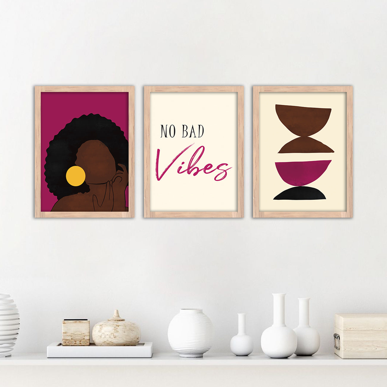 Wall Decor Modern Art Framed Wall Painting Poster for Living room Bedroom Office Gifts Home Decoration Frame In Beige (Set of 3) 11x14 Inches