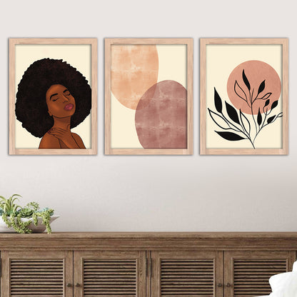 Wall Decor Modern Art Framed Wall Painting Poster for Living room Bedroom Office Gifts Home Decoration Frame In Beige (Set of 3) 11x14 Inches