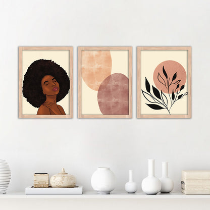 Wall Decor Modern Art Framed Wall Painting Poster for Living room Bedroom Office Gifts Home Decoration Frame In Beige (Set of 3) 11x14 Inches