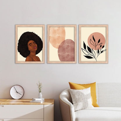 Wall Decor Modern Art Framed Wall Painting Poster for Living room Bedroom Office Gifts Home Decoration Frame In Beige (Set of 3) 11x14 Inches