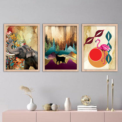 Wall Decor Modern Art Framed Wall Painting Poster for Living room Bedroom Office Gifts Home Decoration Frame In Beige (Set of 3) 11x14 Inches