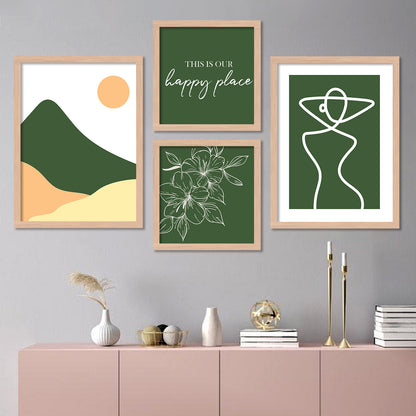 Wall Decor Modern Art Framed Wall Painting Poster for Living room Bedroom Office Gifts Home Decoration (Set of 4) 11x14 Inches