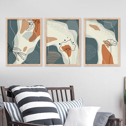 Wall Decor Modern Art Framed Wall Painting Poster for Living room Bedroom Office Gifts Home Decoration Frame In Beige (Set of 3) 11x14 Inches