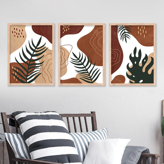 Wall Decor Modern Art Framed Wall Painting Poster for Living room Bedroom Office Gifts Home Decoration Frame In Beige (Set of 3) 11x14 Inches