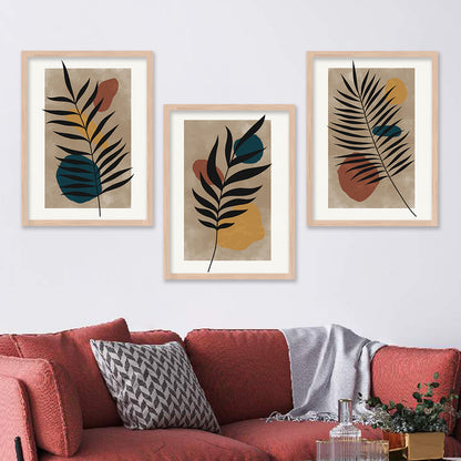 Wall Decor Modern Art Framed Wall Painting Poster for Living room Bedroom Office Gifts Home Decoration Frame In Beige (Set of 3) 11x14 Inches