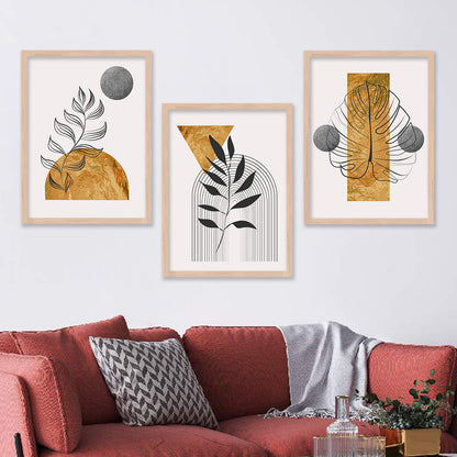 Wall Decor Modern Art Framed Wall Painting Poster for Living room Bedroom Office Gifts Home Decoration Frame In Beige (Set of 3) 11x14 Inches