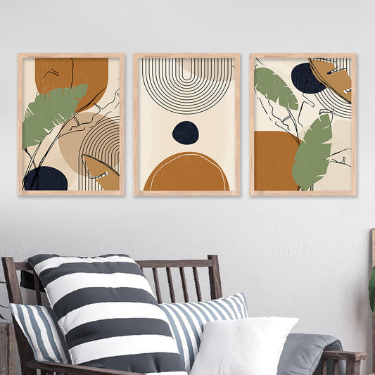 Wall Decor Modern Art Framed Wall Painting Poster for Living room Bedroom Office Gifts Home Decoration Frame In Beige (Set of 3) 11x14 Inches