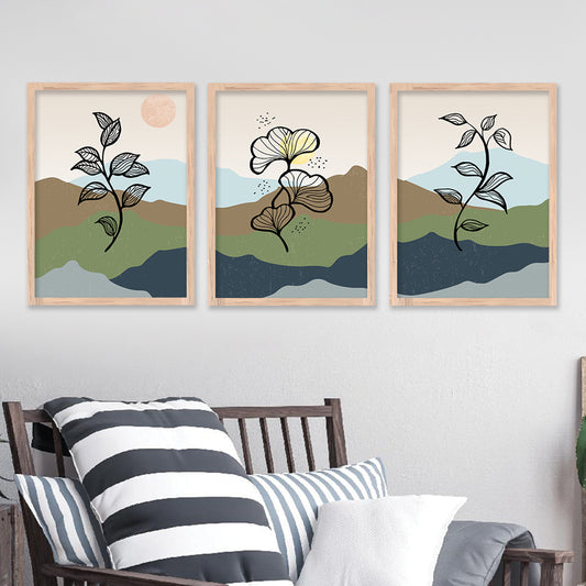 Wall Decor Modern Art Framed Wall Painting Poster for Living room Bedroom Office Gifts Home Decoration Frame In Beige (Set of 3) 11x14 Inches