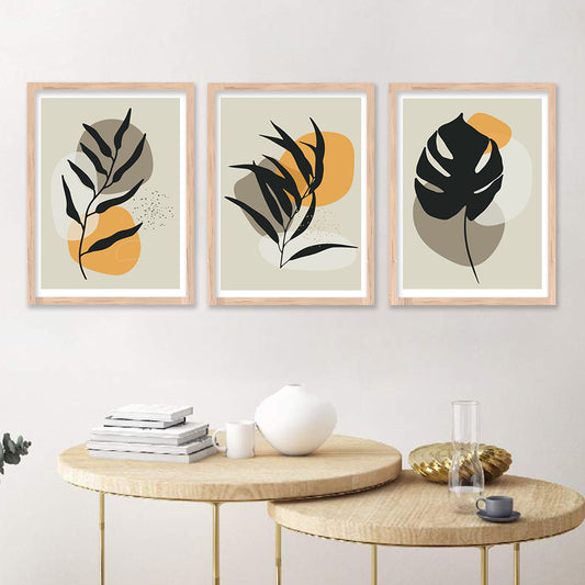 Wall Decor Modern Art Framed Wall Painting Poster for Living room Bedroom Office Gifts Home Decoration Frame In Beige (Set of 3) 11x14 Inches