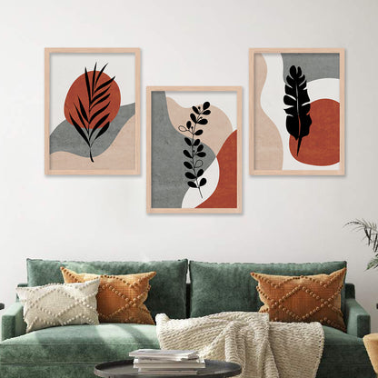 Wall Decor Modern Art Framed Wall Painting Poster for Living room Bedroom Office Gifts Home Decoration Frame In Beige (Set of 3) 11x14 Inches