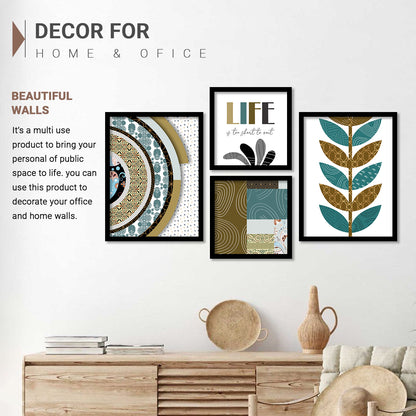 Wall Decor Modern Art Framed Wall Painting Poster for Living room Bedroom Office Gifts Home Decoration Frame In Black (Set of 4) 11x14 Inches