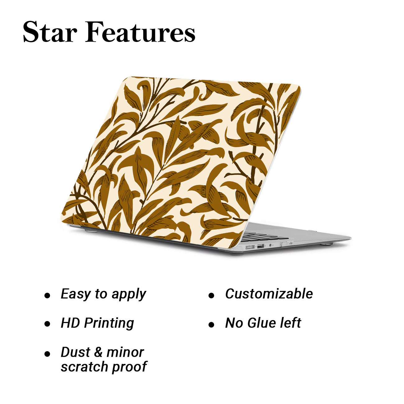 kalit kala Decor Laptop Decals for All Laptops Upto 15.6 inch - Self Adhesive Leaf Printed Vinyl Laptop Skins / Stickers for HP Apple Acer Asus Dell LG and All Laptops