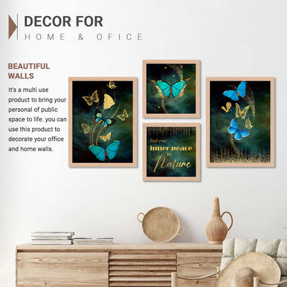 Wall Decor Modern Art Framed Wall Painting Poster for Living room Bedroom Office Gifts Home Decoration (Set of 4) 11x14 Inches