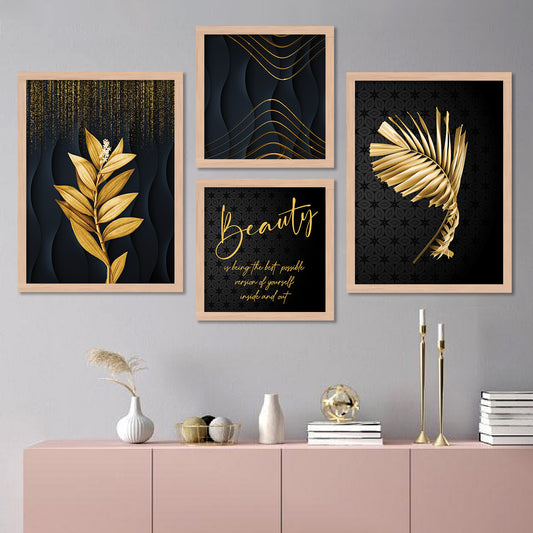 Wall Decor Modern Art Framed Wall Painting Poster for Living room Bedroom Office Gifts Home Decoration (Set of 4) 11x14 Inches